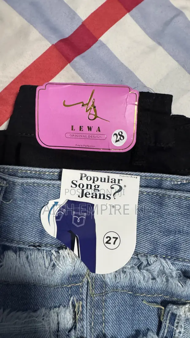 Women's Black Denim Wide-Leg Trousers Size 28 - 1