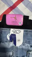 Women's Black Denim Wide-Leg Trousers Size 28 - 1
