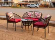 Urban Veranda Modern Rattan Chat Set with Ruby Cushions - 1