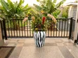 Bold Zebra Stripe Floor Flower Pot with Faux Tropical Foliage - 1