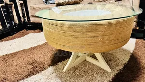 DIY Jute Rope Coffee Table with Glass Top