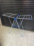 Foldable Clothes Drying and Hanging Rack - White/Blue - 1