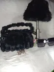 Fluffy Fur Handbag with Matching Hat - 1
