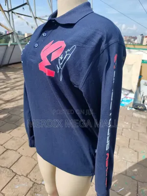 Merdix Long Sleeve Polo Shirt - Navy Blue