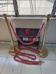 Gold Crowd Control Queue Stands (Set of 2 + Rope) - 2