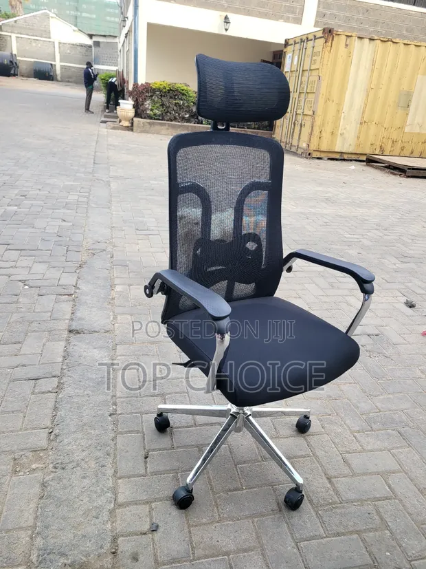 Executive Office Chair with Headrest - Black Mesh - 1