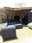 7 Seater L-Shaped Dark Grey Bubble Sofa - 1