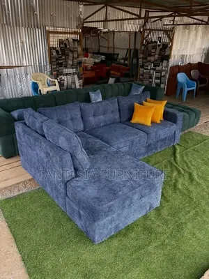 Brand New 5 Seater Blue L-Shaped Sofa
