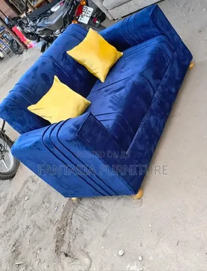 2 Seater Blue Velvet Sofa