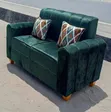 2-Seater Green Velvet Sofa - 1