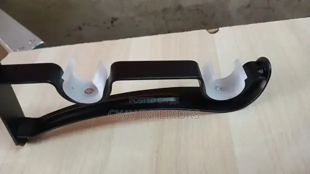 Black Double Curtain Rod Brackets - Powder Coated - 1