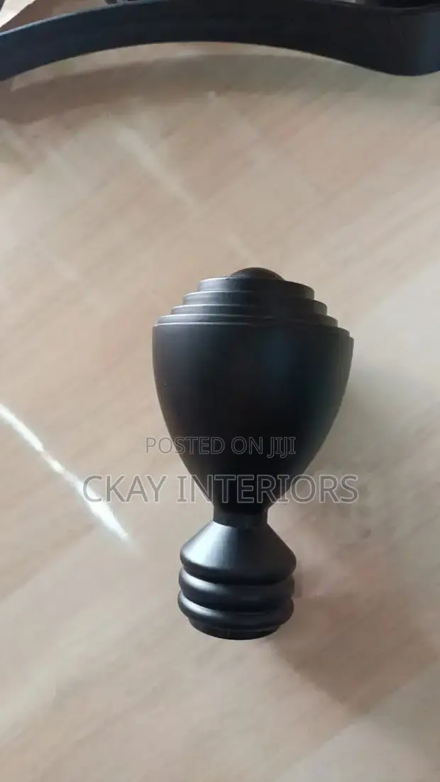 Black Coated Rod Double Brackets Curtain Rods - 1