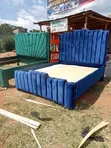Brand New 5x6 Blue Chesterfield Bed Frame - 2