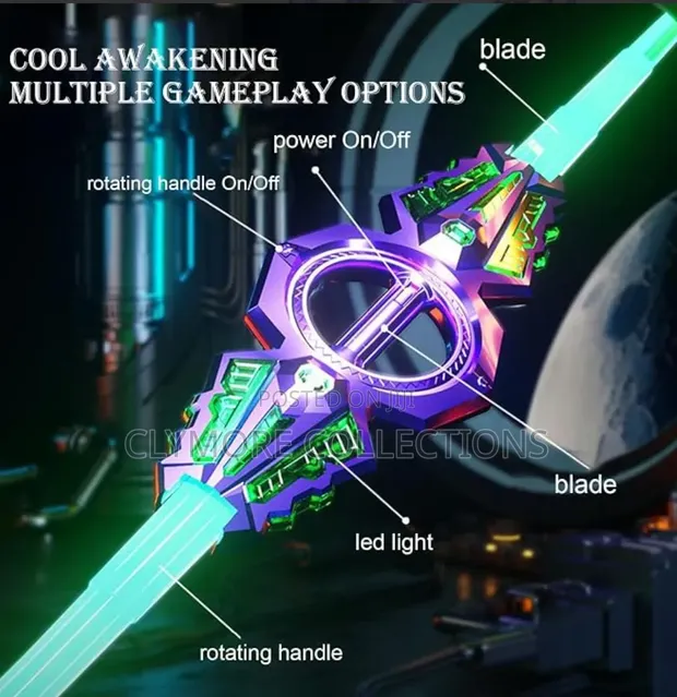 Optical Spin Extendable Double Blade Toy Sword with Light & Sound - 1