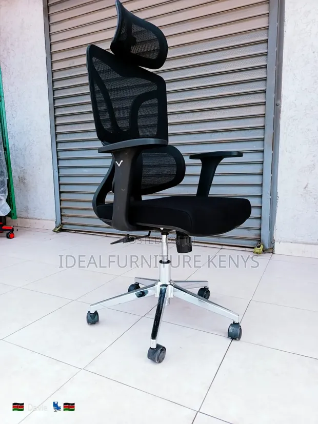 Ergonomic Mesh Office Chair with Headrest & Lumbar Support - Black - 1