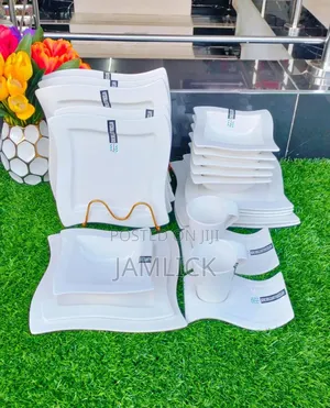 30-Piece White Plain Classy Dinner Set