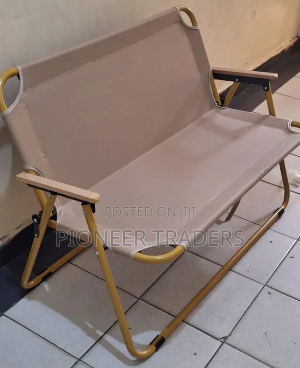 Portable Double Seat Camping Chair with Wood Armrest - 1