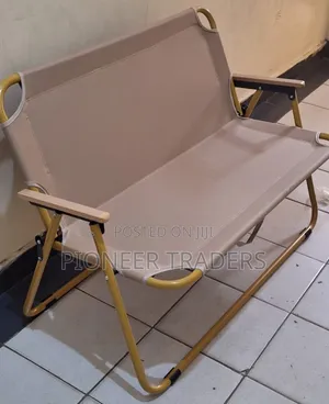 Portable Double Seat Camping Chair with Wood Armrest
