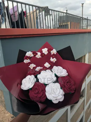 Crochet Roses - Red & White