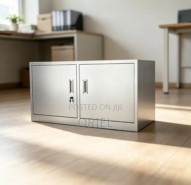 Modern Office Storage Cabinet - White Steel - 1