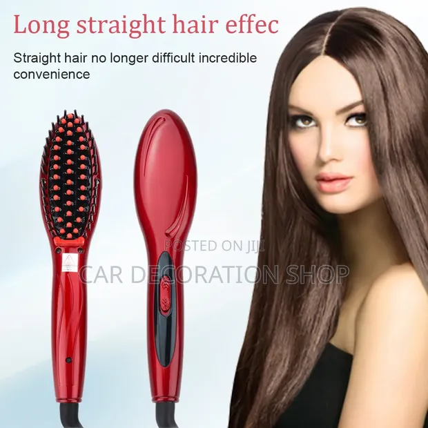 Red Electric Hair Straightener Brush Mermaid Massage - 1