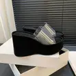 La Wedge Platform Sandals - Black - 1