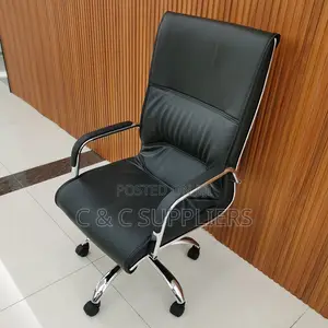 Leather Swivel Study Chair - Black