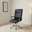 Leather Swivel Study Chair - Black - 4