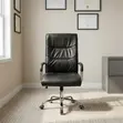 Leather Swivel Study Chair - Black - 5