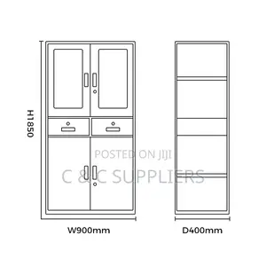 2-Swing Door Metal File Cabinet - White