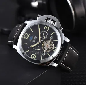 Panerai Automatic Watch ya Wanaume - Nyeusi na Kahawia