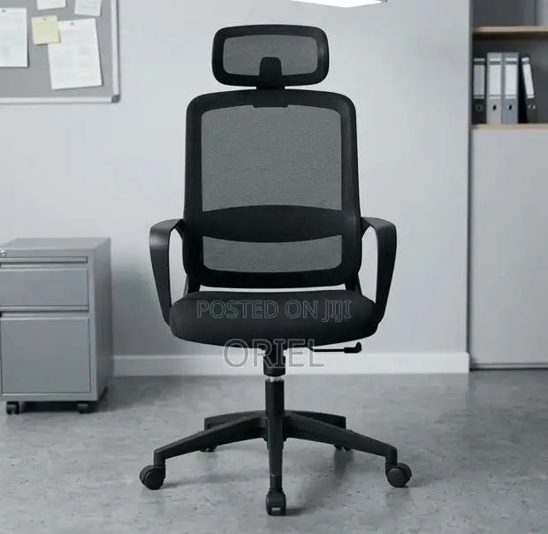 Office Chair with Headrest and Fixed Armrest - 1