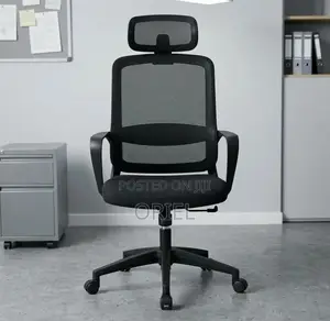 Office Chair with Headrest and Fixed Armrest