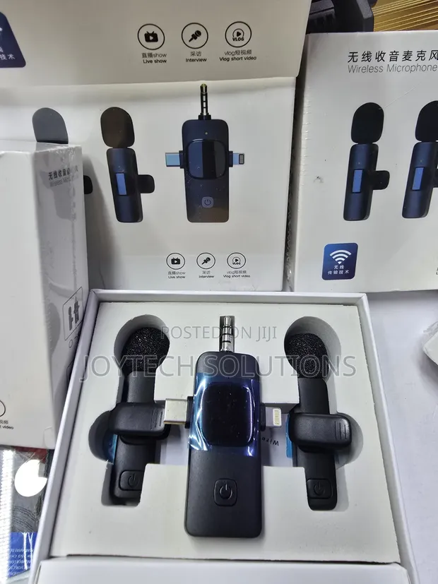 Wireless Lavalier Microphone 2 Mic Set for iPhone Android - 1