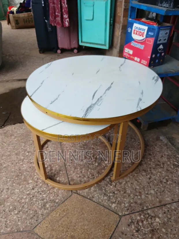 Double Table - White with Gold Finish - 1