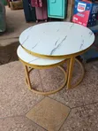 Double Table - White with Gold Finish - 2