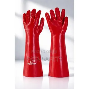 Red PVC Chemical-Resistant Gloves