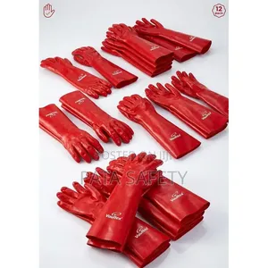 Red PVC Chemical-Resistant Gloves