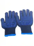Blue Cotton Knitted Gloves with PVC Dots - 1