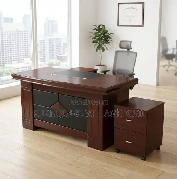 Executive Mahogany L-Shaped Office Desk (1600mm) - 1