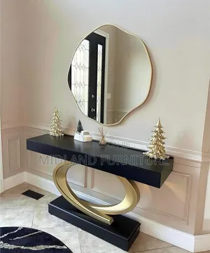 Console Table with Round Mirror - Brand New