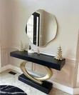 Console Table with Round Mirror - Brand New - 2