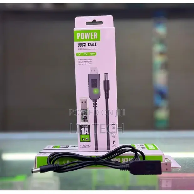 Kebo ya USB hadi 12V DC Power Boost - 1A Step-Up Converter - 1