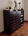 Dark Walnut Shoerack with Drawers - 2