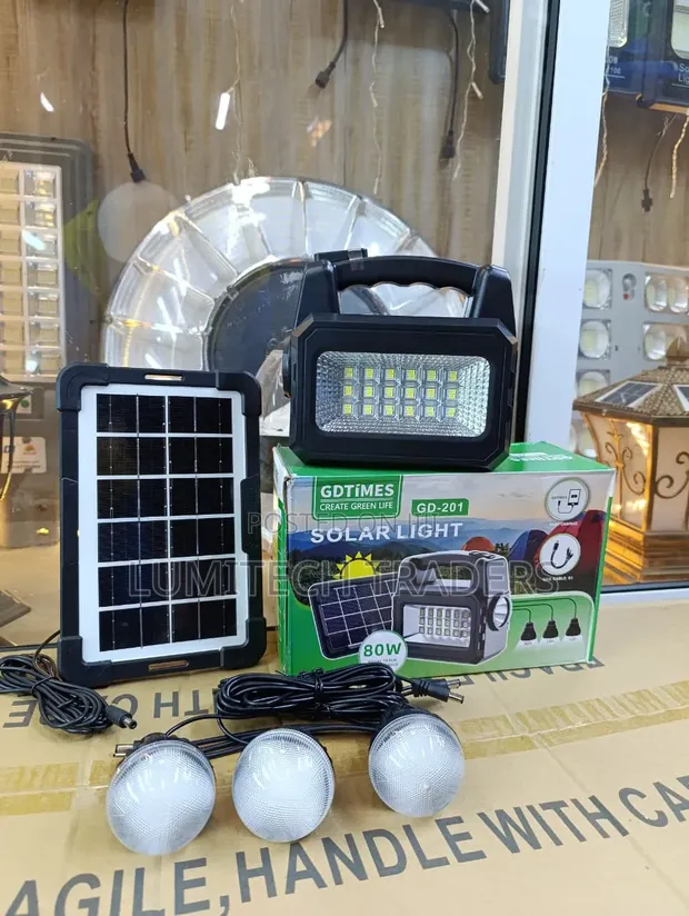 JS-201 Solar Lighting System Kit with 3 LED Bulbs - 1