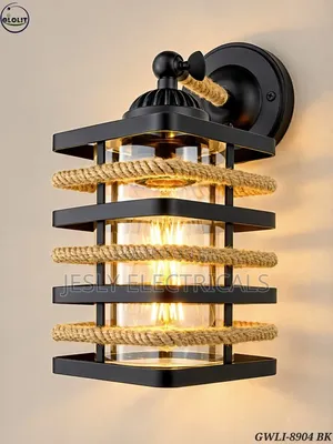 Vintage Industrial Style Wall Lamp with Rope Accent