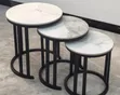 Brand New 3-in-1 White Nesting Marble Table - 1