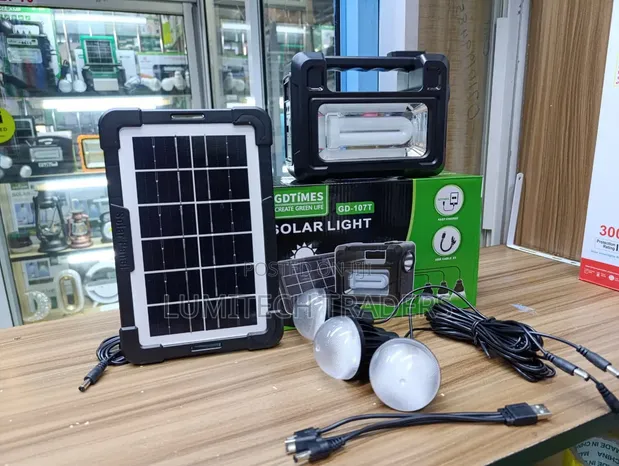 GD-107 Solar Lighting System Kit with 3 Bulbs - 1