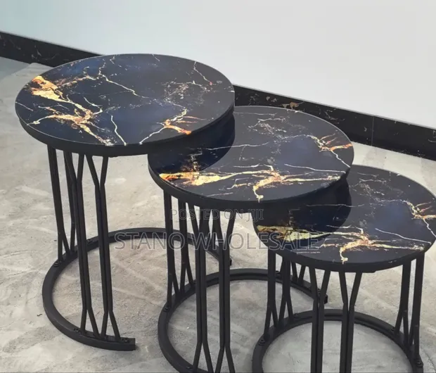 3-in-1 Nesting Table with Glass Effect - 1