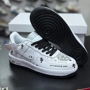 White Nike Air Force 1 Chrome Hearts Sneakers